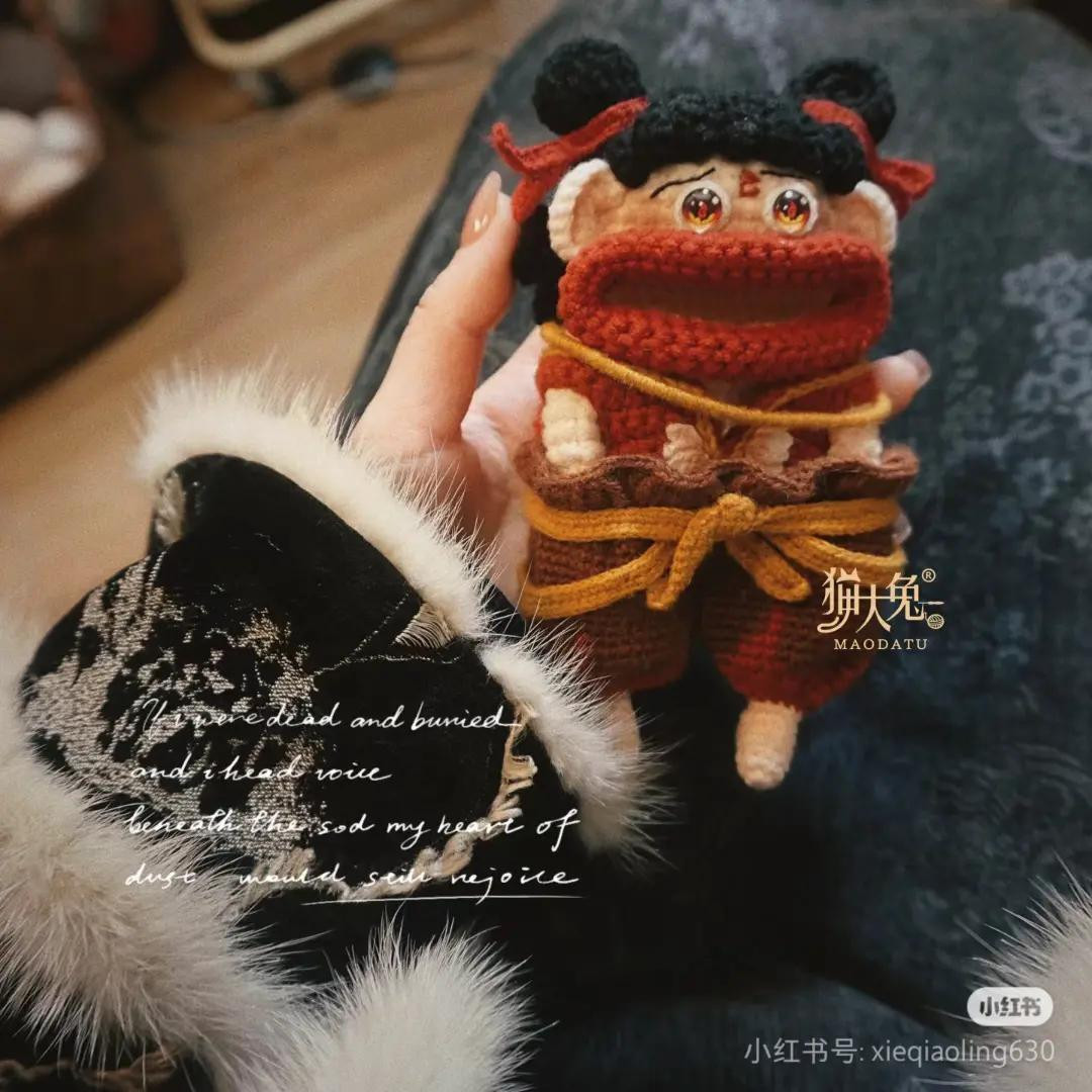 Crochet Pattern Tutorial for Nezha Keychain Doll Amigurumi