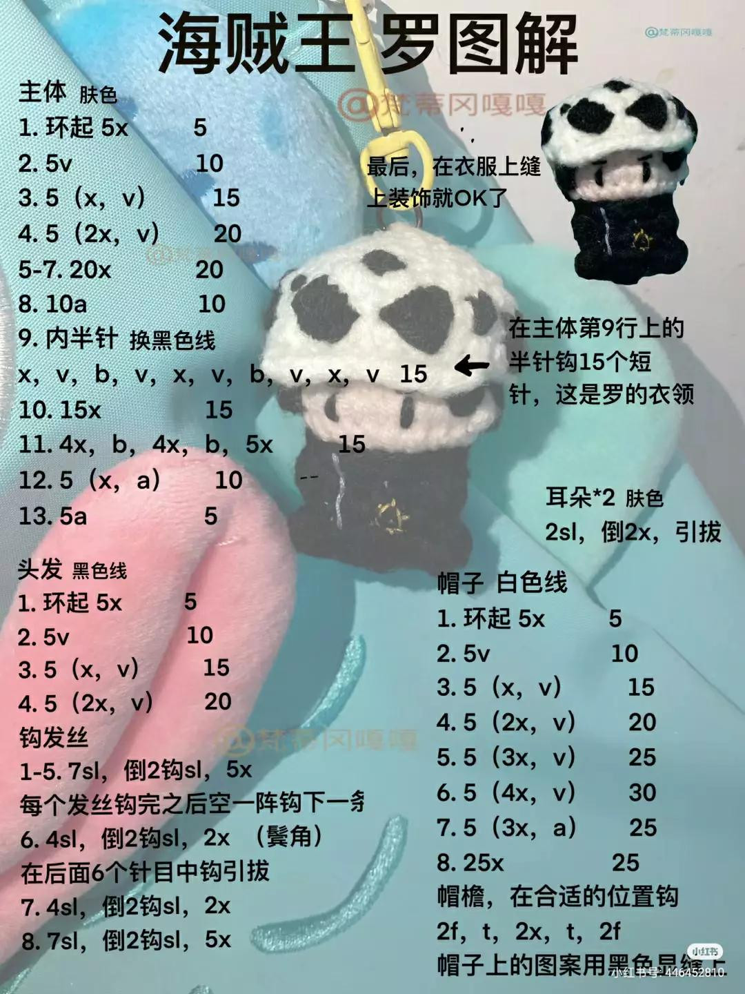 Crochet Pattern Tutorial for One Piece Luffy Doll