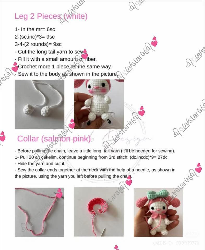 Crochet Pattern Tutorial for Pink Amigurumi Doll Head and Hair