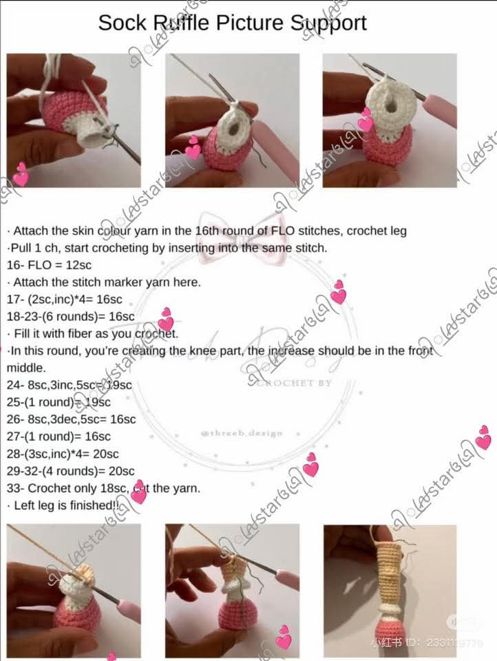 Crochet Pattern Tutorial for Pink Amigurumi Doll Head and Hair