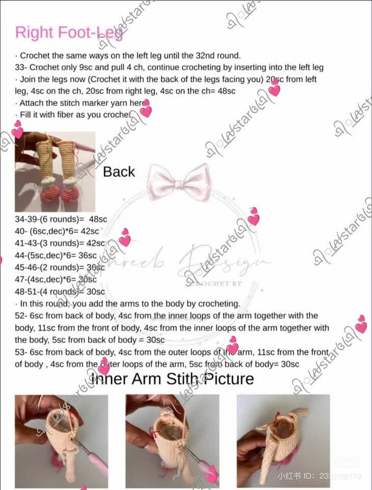 Crochet Pattern Tutorial for Pink Amigurumi Doll Head and Hair