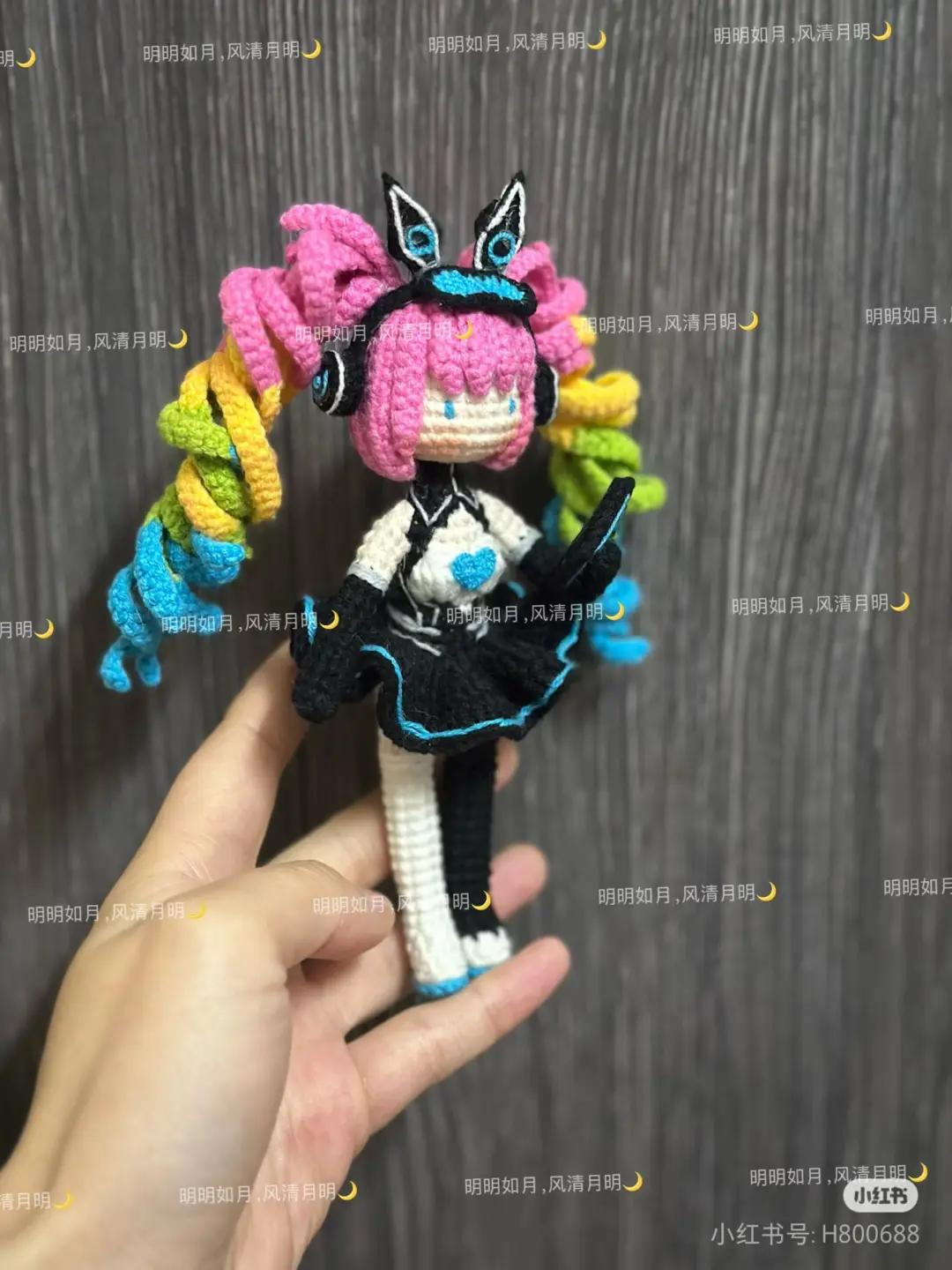 Crochet Pattern Tutorial for Pink Hair Anime Doll with Rainbow Braids