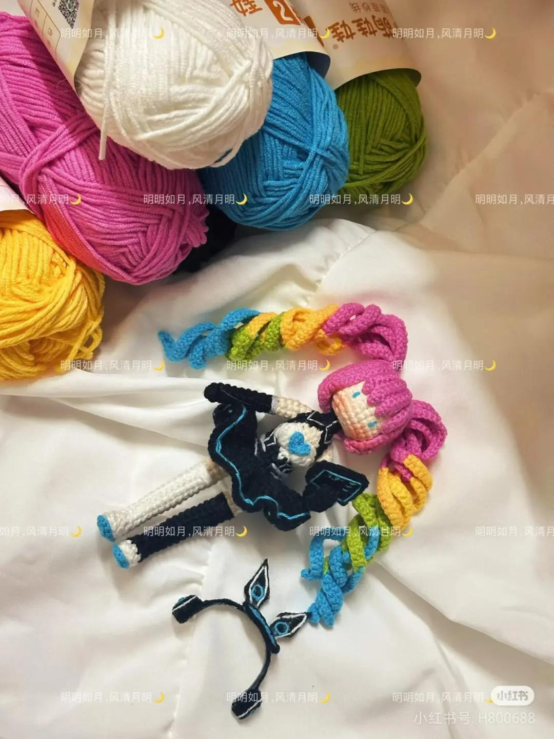 Crochet Pattern Tutorial for Pink Hair Anime Doll with Rainbow Braids