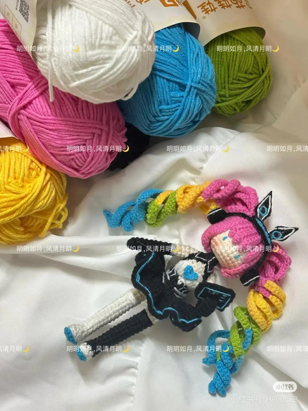 Crochet Pattern Tutorial for Pink Hair Anime Doll with Rainbow Braids