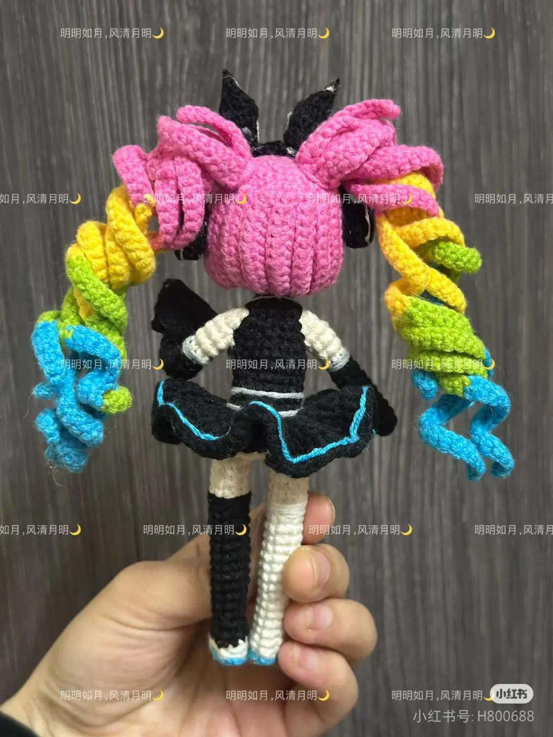 Crochet Pattern Tutorial for Pink Hair Anime Doll with Rainbow Braids
