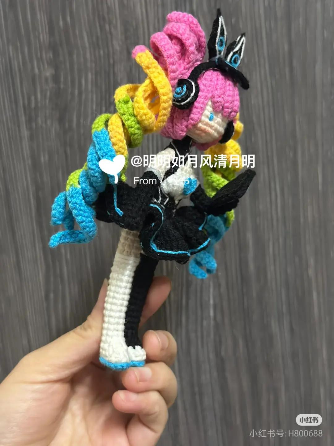 Crochet Pattern Tutorial for Pink Hair Anime Doll with Rainbow Braids