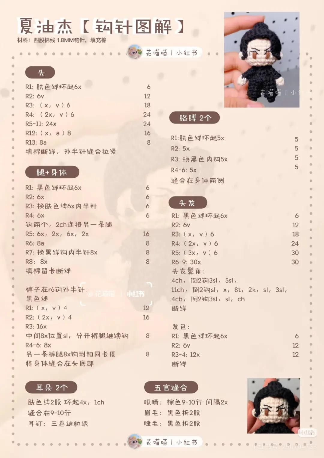 Crochet Pattern Tutorial: Yuji Itadori Amigurumi Doll