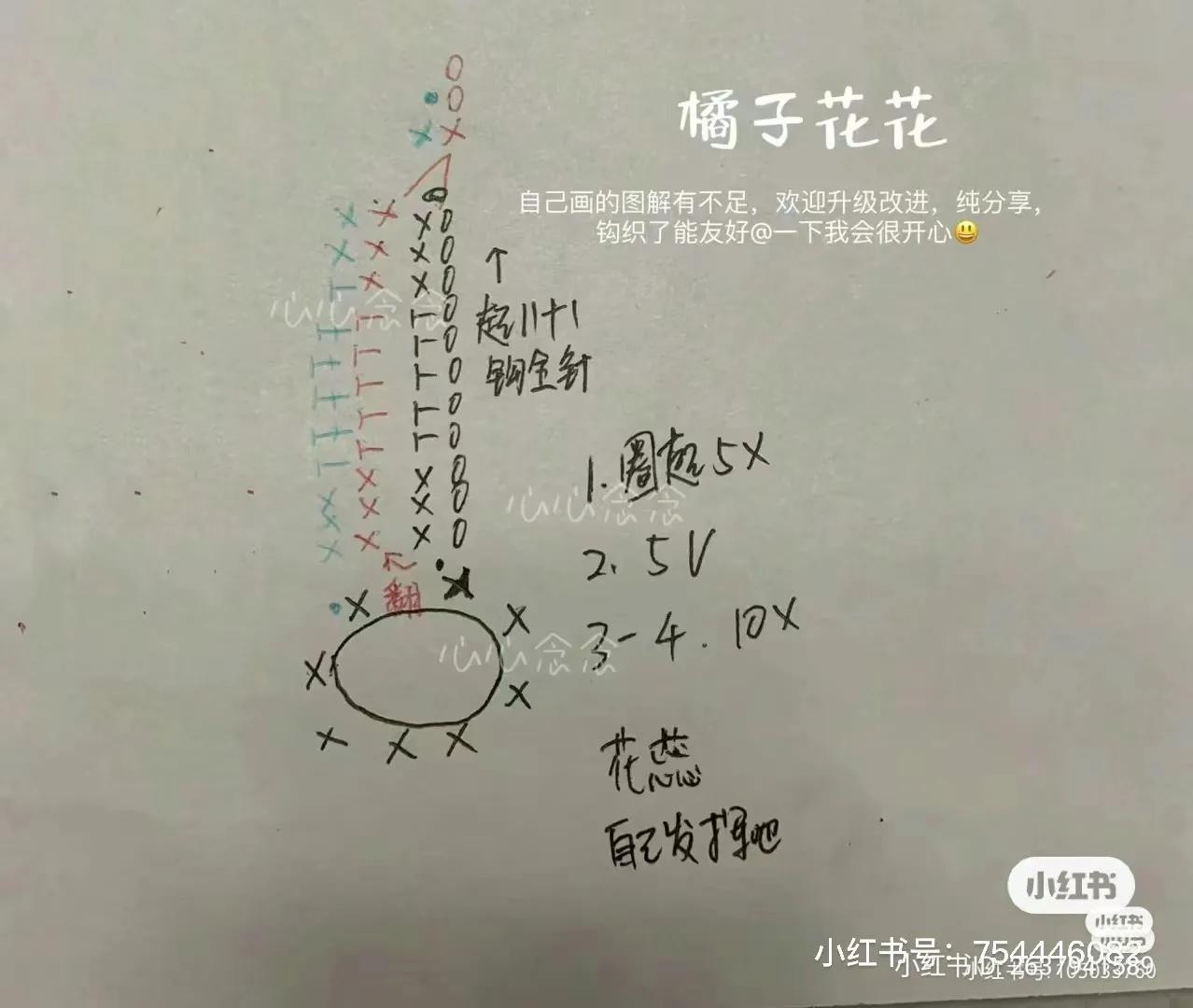 Crochet Pattern: Ugly Tangerine and White Morning Glory Flower Branch