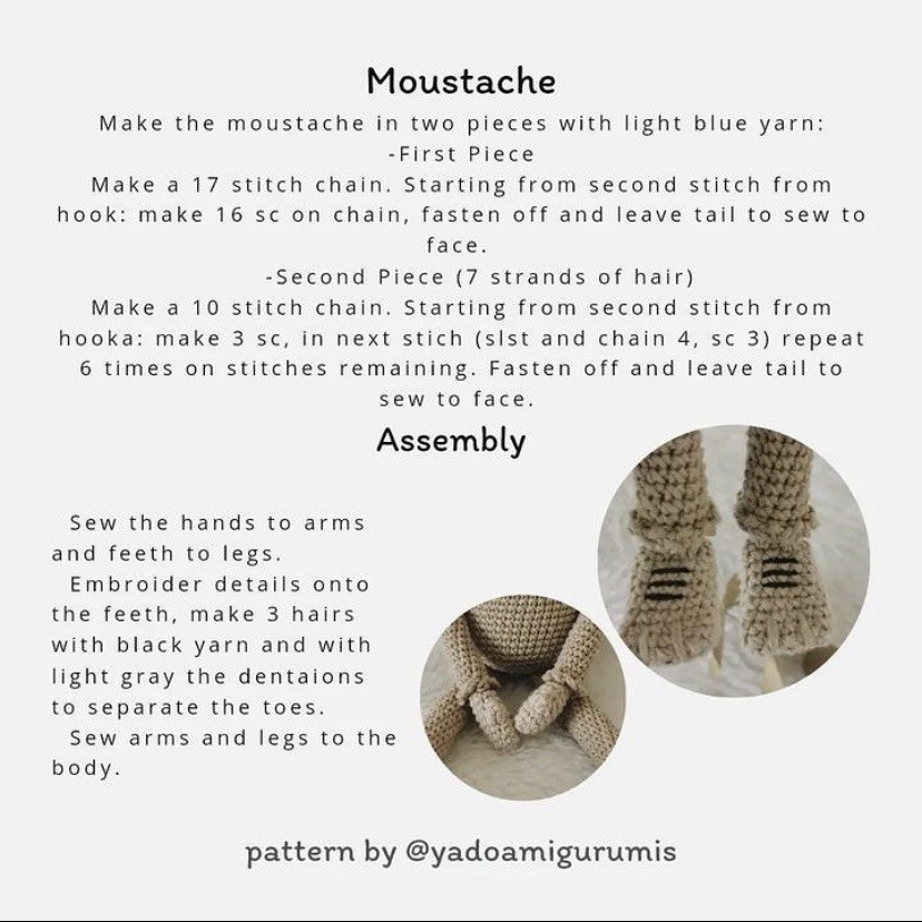 Crochet Pattern: We Bare Bears Inspired Amigurumi with Moustache