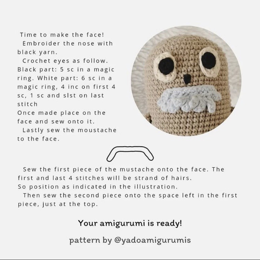 Crochet Pattern: We Bare Bears Inspired Amigurumi with Moustache