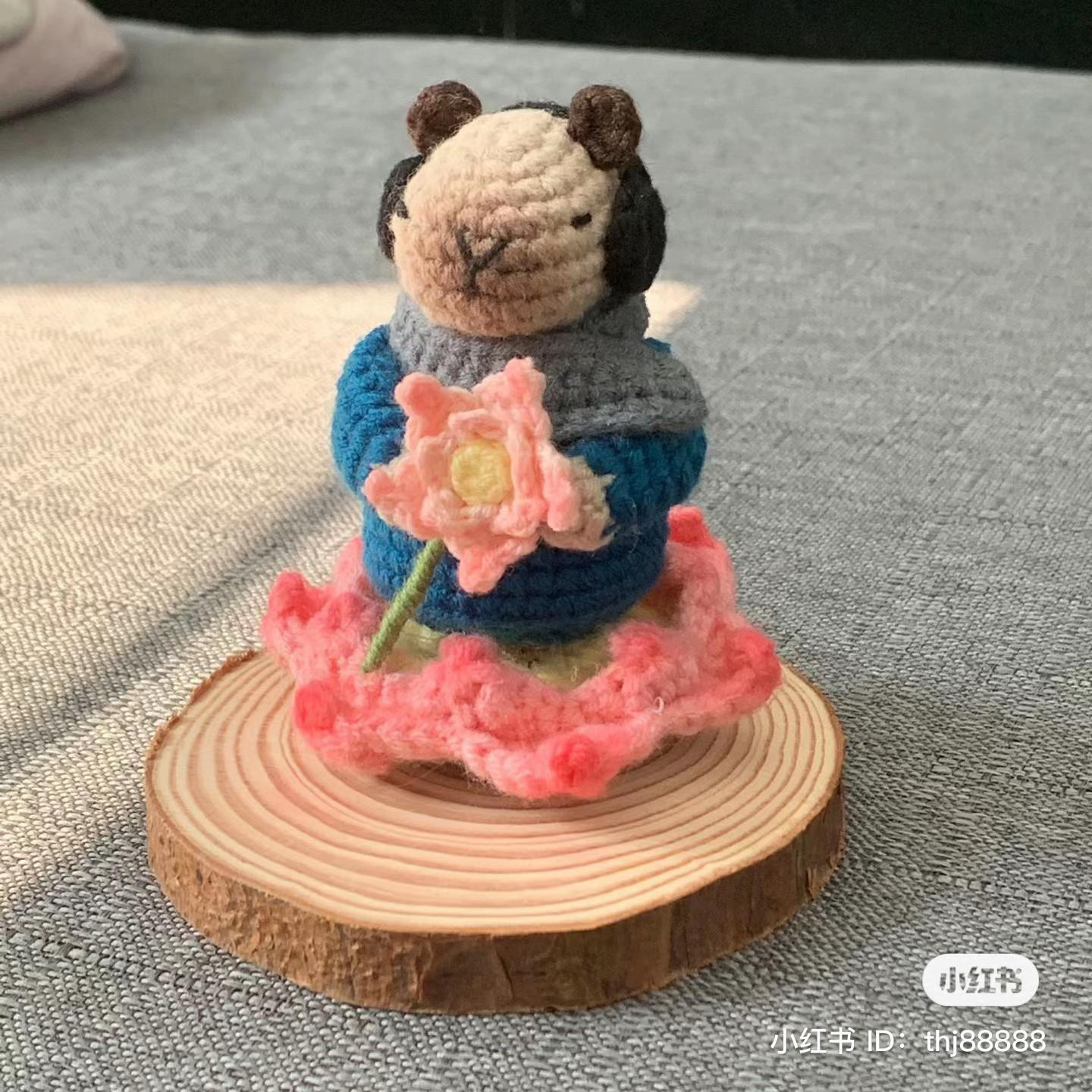 Crochet Pattern: Zen Capybara with Lotus Flower and Blue Robe
