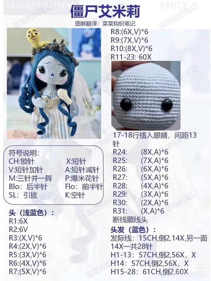 Crochet Pattern: Zombie Emily Amigurumi Doll