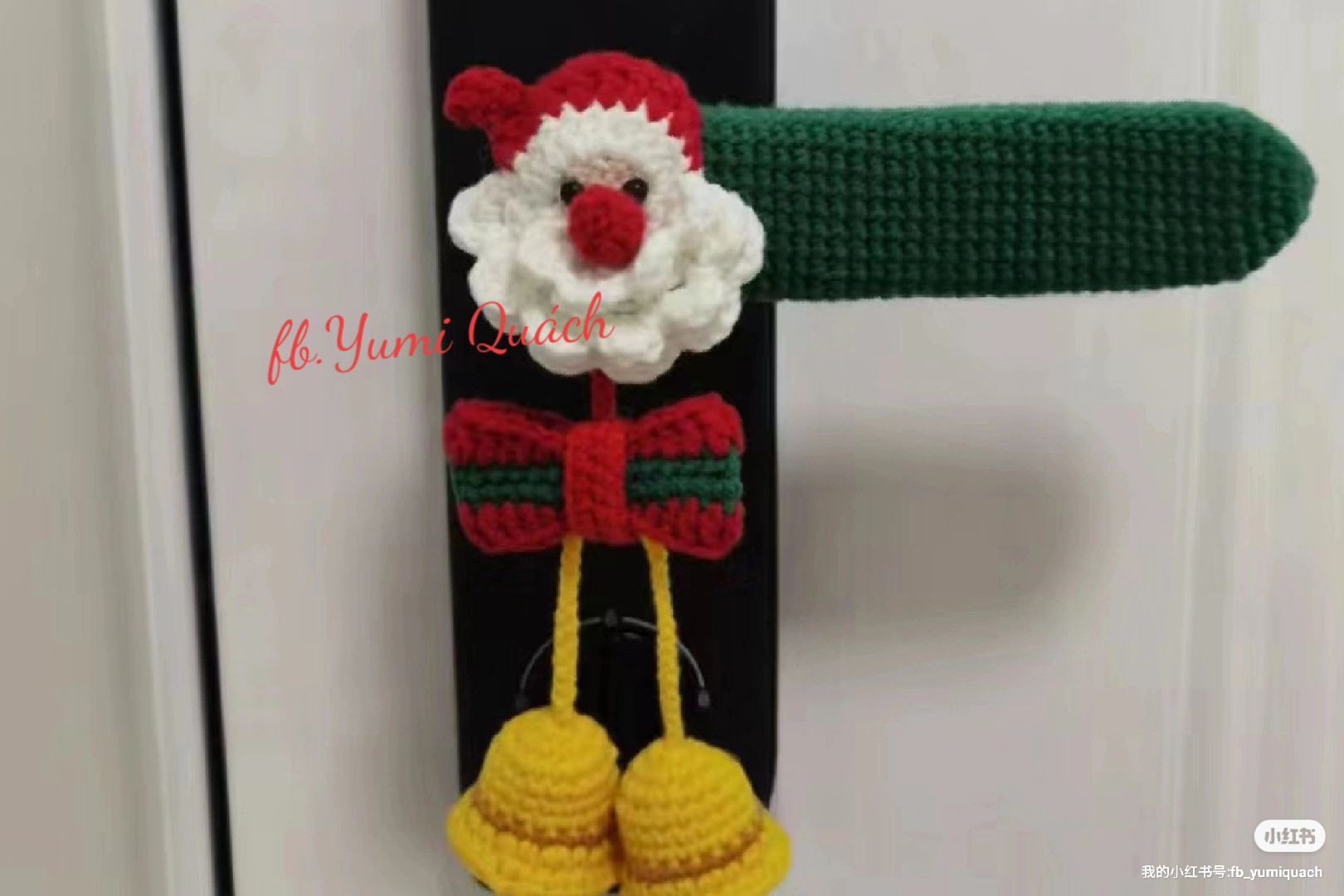 Crochet Patterns for Christmas Bunny, Santa Claus, and Bamboo Door Handle Covers