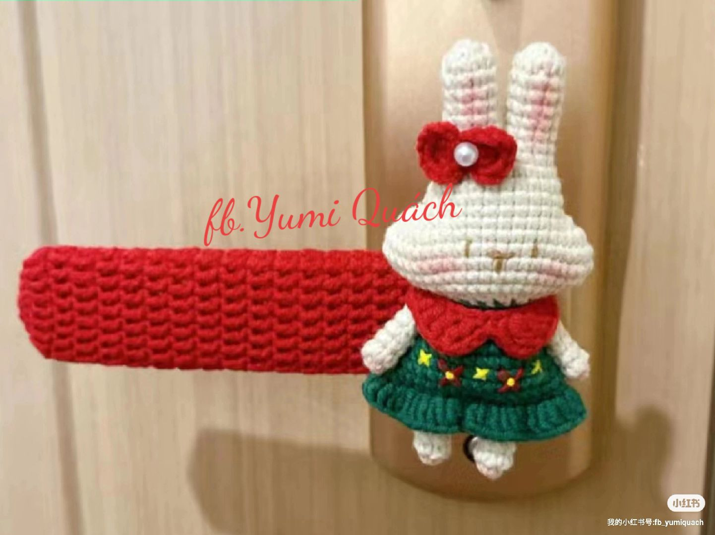 Crochet Patterns for Christmas Bunny, Santa Claus, and Bamboo Door Handle Covers