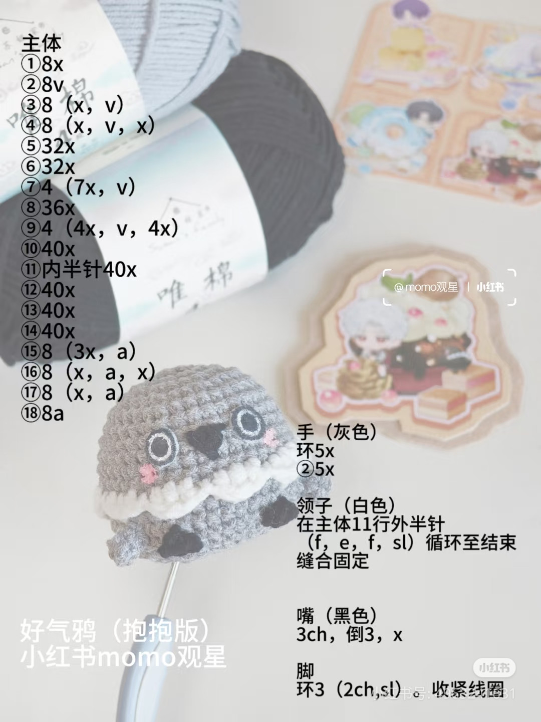 Crochet Patterns for Cute Food Amigurumi: Angry Crow, Snowman, and Bear