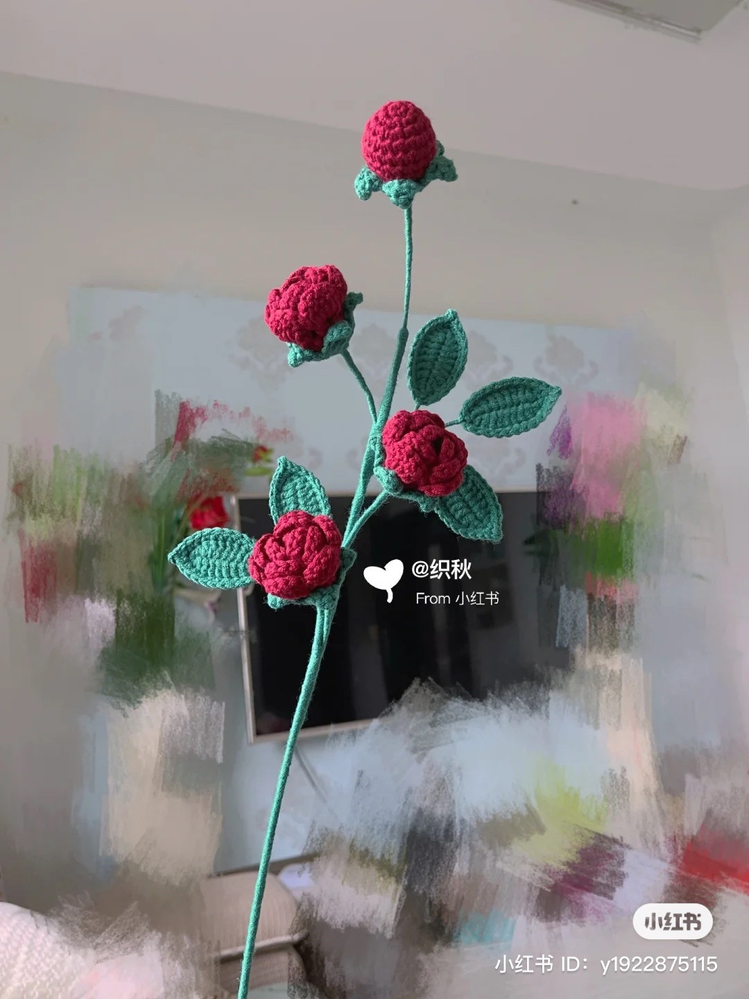 Crochet Patterns for Multi-Headed Rose and Acorn Branch