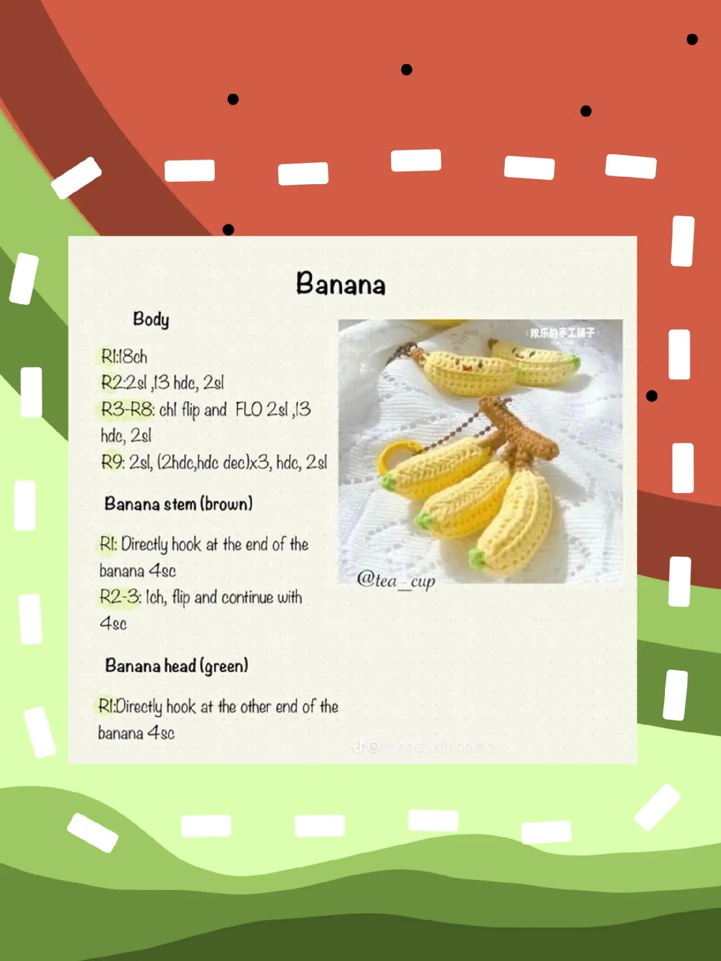 Crochet Patterns for PomPomPurin, Niguiri Shrimp, Banana, Peas in a Pod and Boba Tea