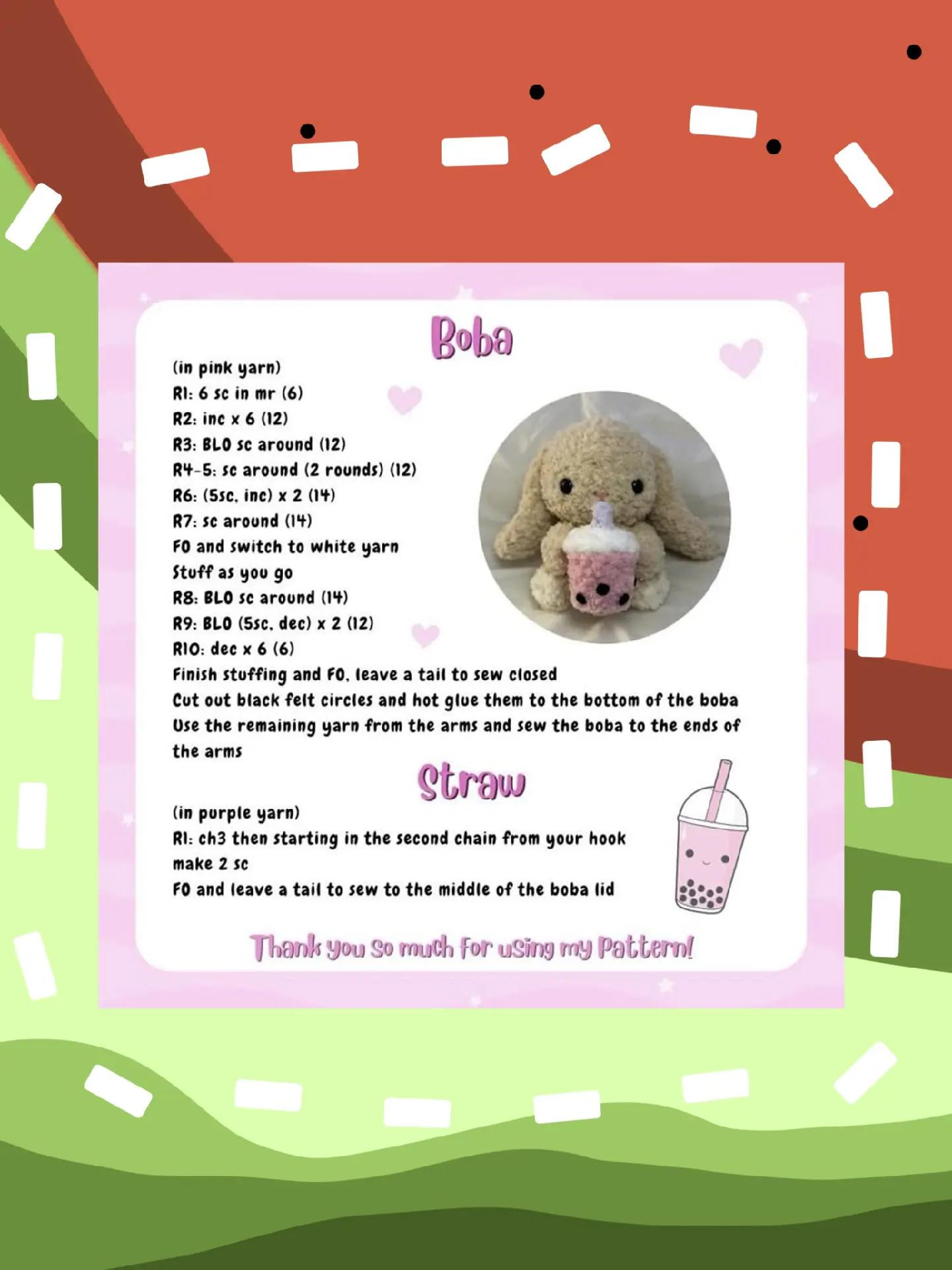 Crochet Patterns for PomPomPurin, Niguiri Shrimp, Banana, Peas in a Pod and Boba Tea