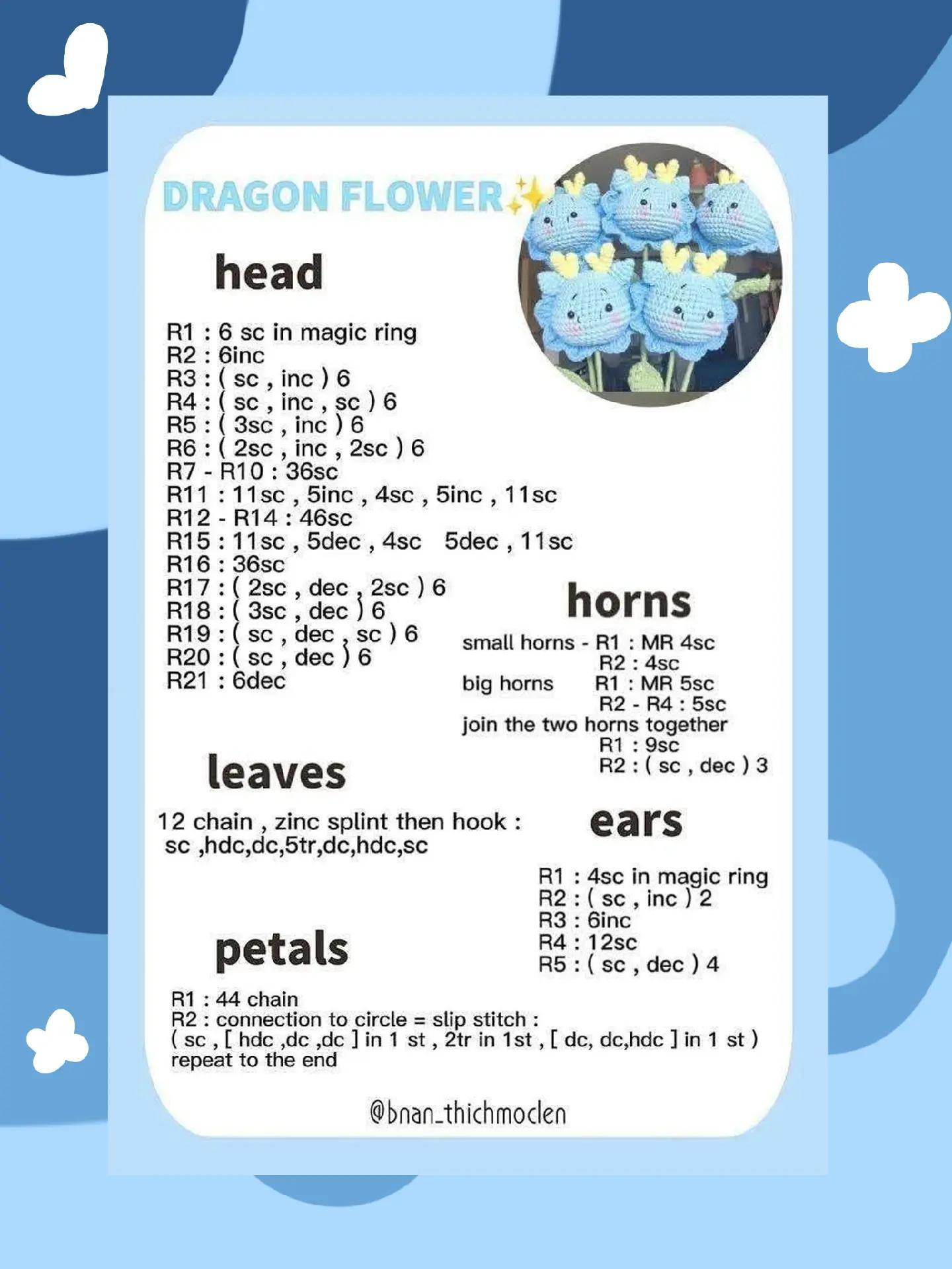 Crochet Patterns: Tulip Coaster, Rabbit Flower, Dragon Flower, Bear Flower, Pig Flower