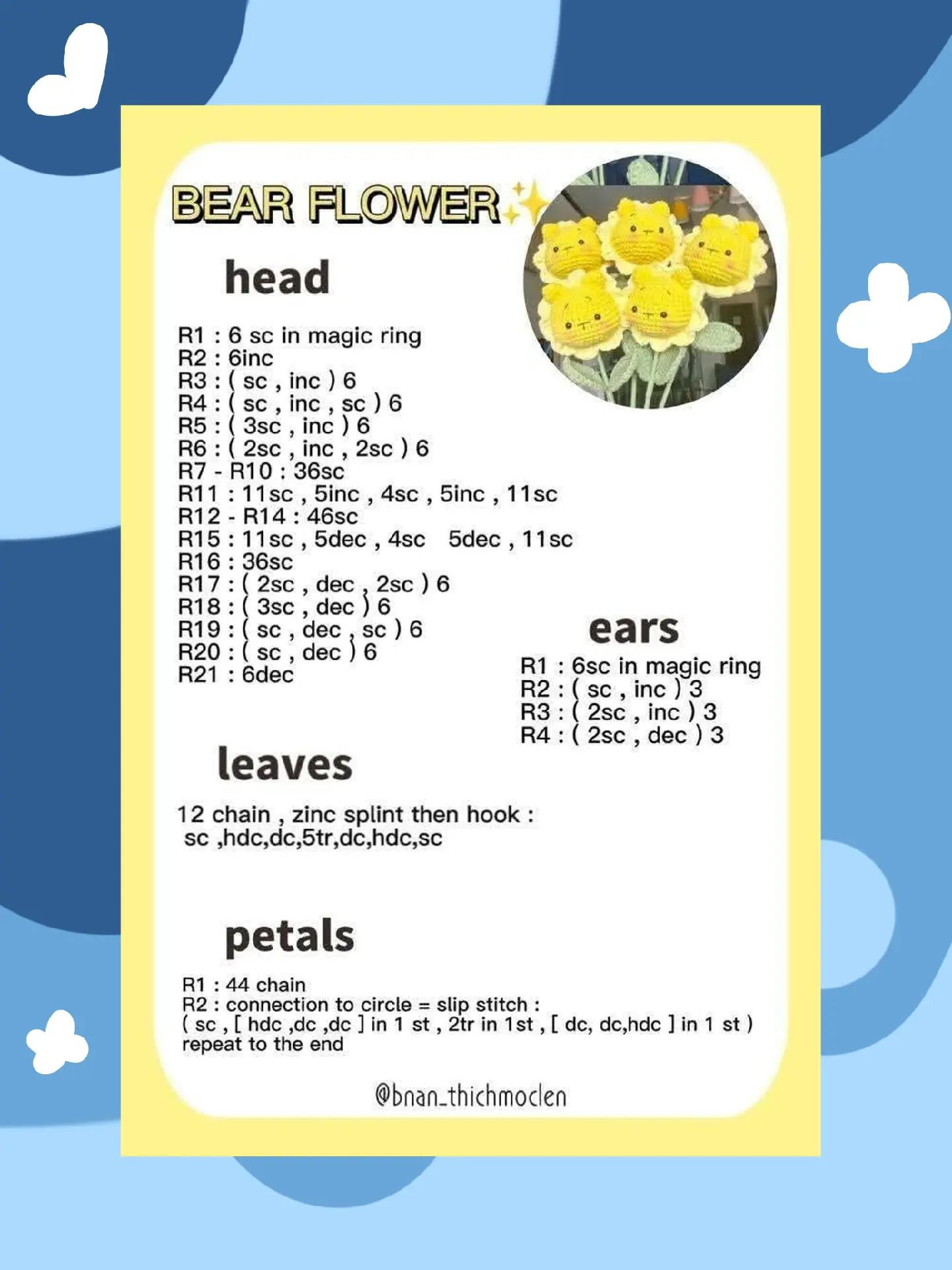 Crochet Patterns: Tulip Coaster, Rabbit Flower, Dragon Flower, Bear Flower, Pig Flower