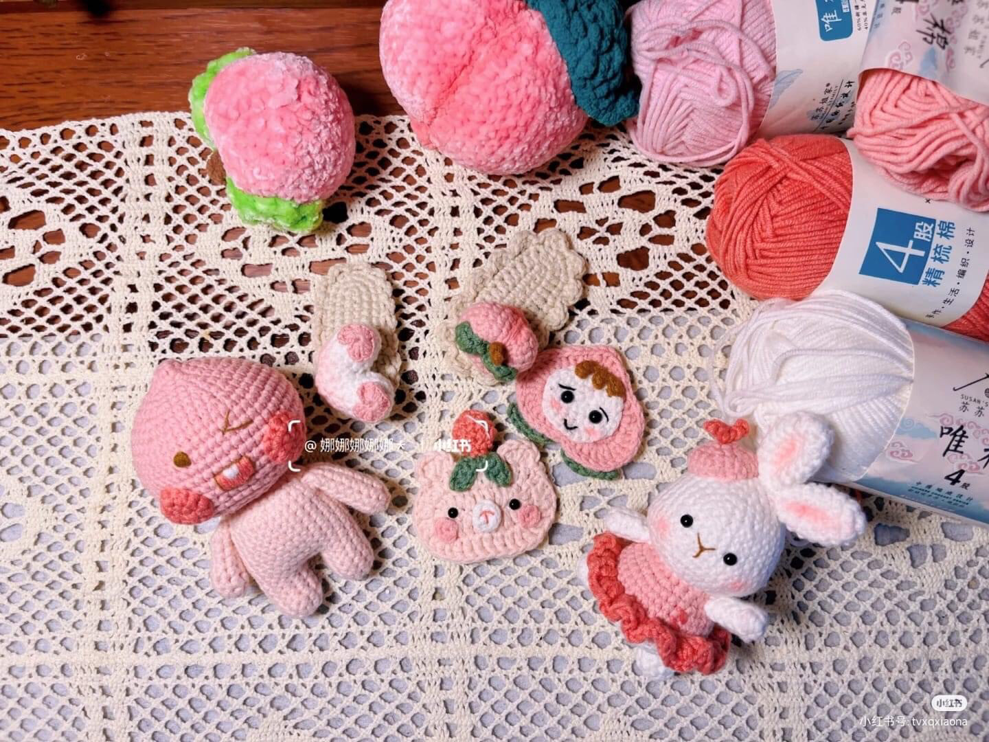 Crochet Peach Amigurumi and Rabbit Doll Chart Pattern