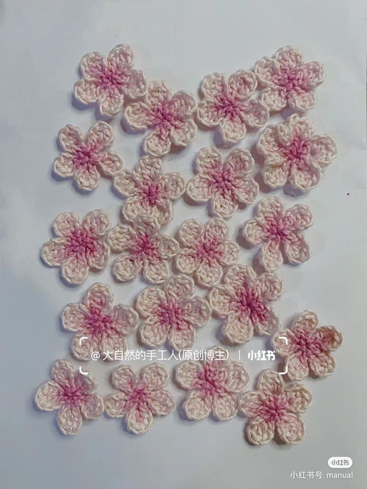 Crochet Peach Blossom Branch Pattern with Instructions