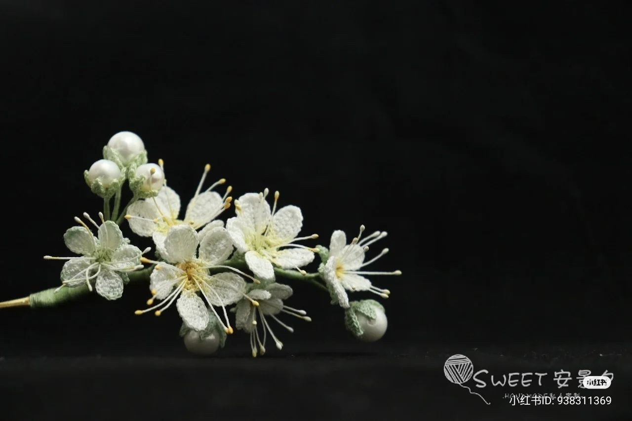 Crochet Pearl Plum Blossom Branch Pattern with Tutorial Chart