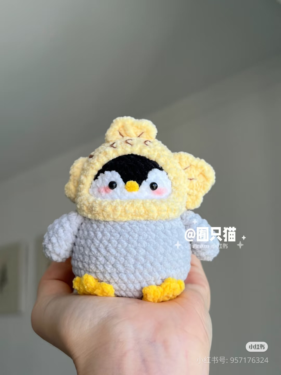 Crochet Penguin Taiyaki Doll Pattern Chart with Hoodie