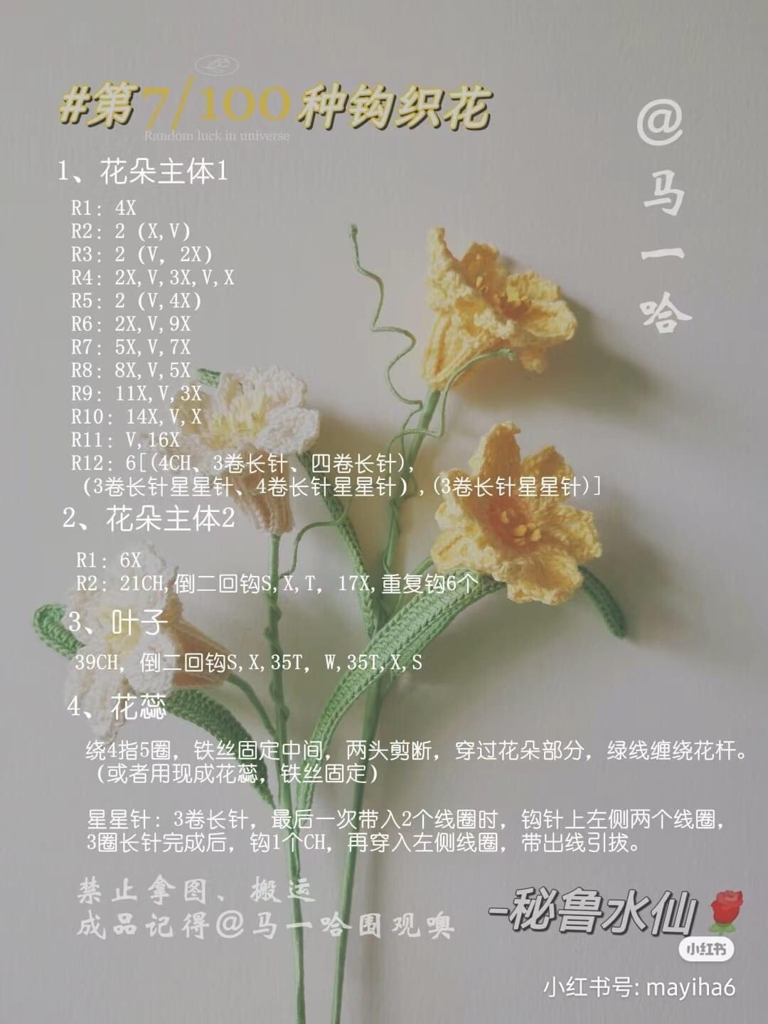 Crochet Peru Daffodil Flower Pattern Chart