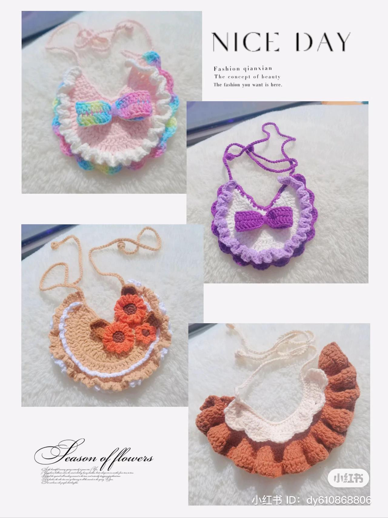Crochet Pet Bib Pattern: Flower and Bow Tie Designs
