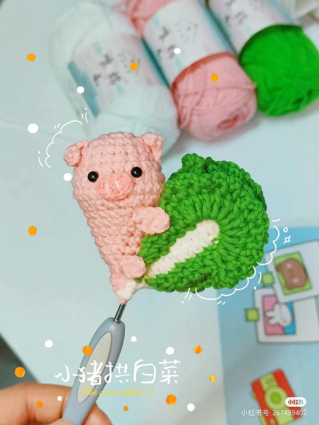 Crochet Pig and Cabbage Doll Pattern