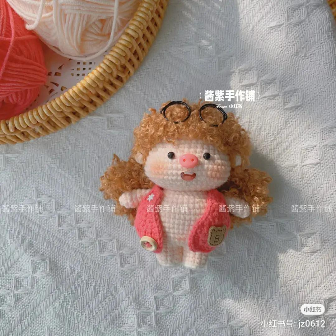 Crochet Pig Girl Amigurumi Doll Pattern with Glasses