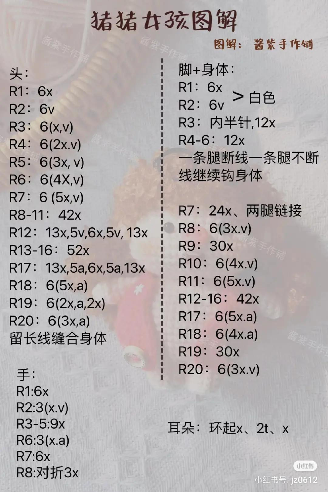 Crochet Pig Girl Amigurumi Doll Pattern with Glasses