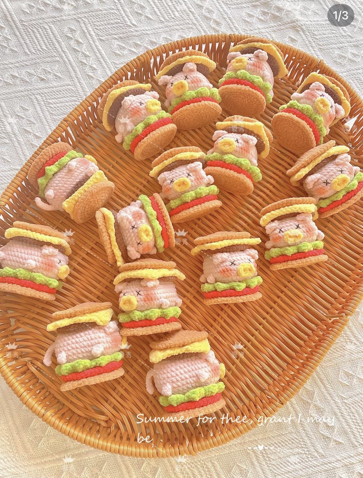 Crochet Pig Hamburger Amigurumi Chart Pattern