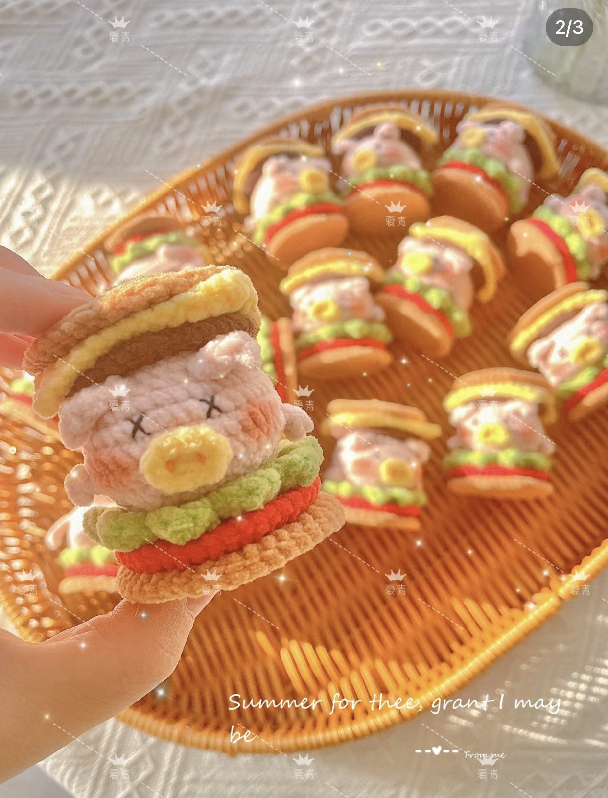 Crochet Pig Hamburger Amigurumi Chart Pattern