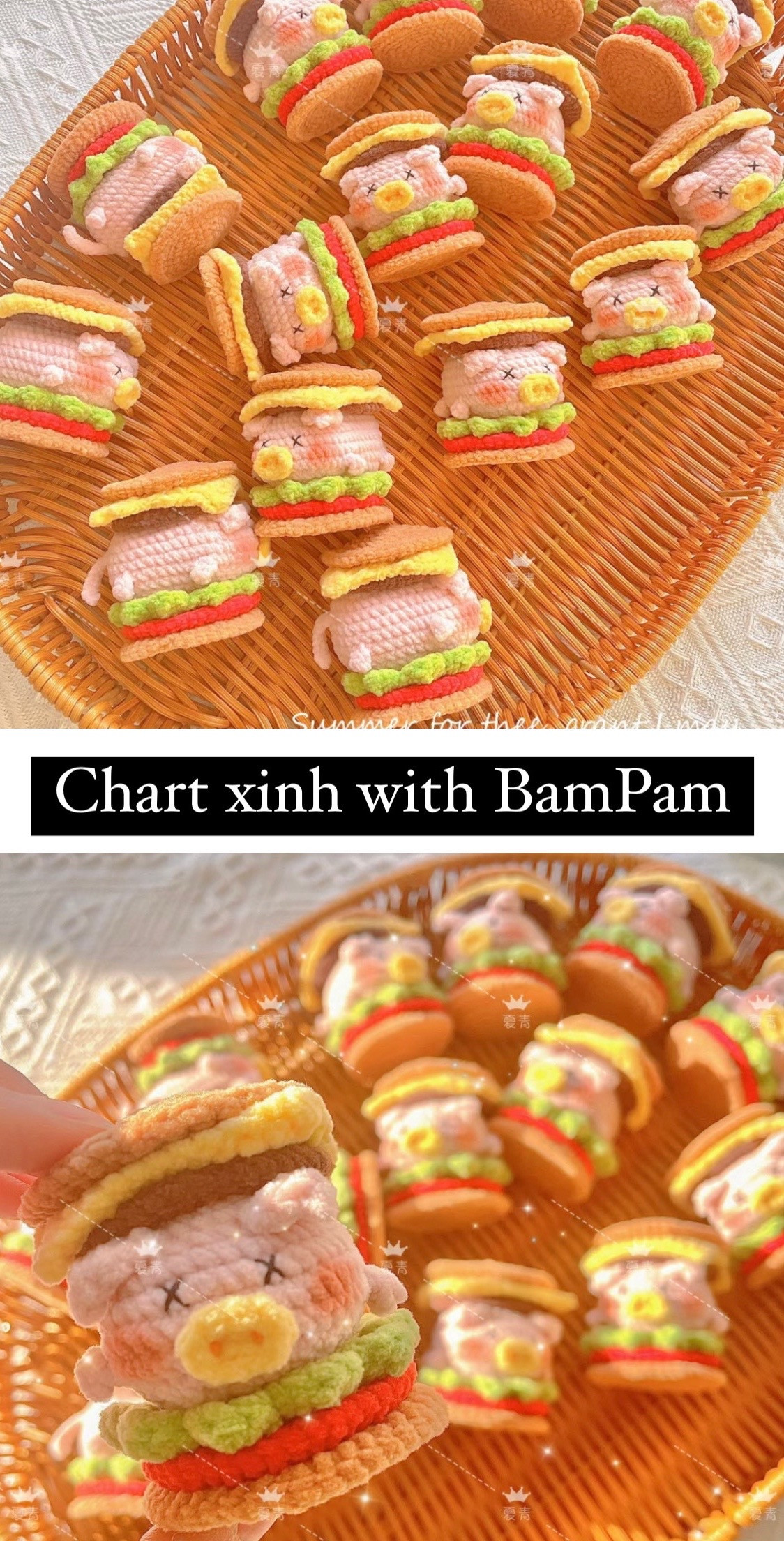 Crochet Pig Hamburger Amigurumi Chart Pattern