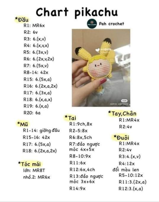 Crochet Pikachu Amigurumi Pattern: Standing and Lying Poses Tutorial