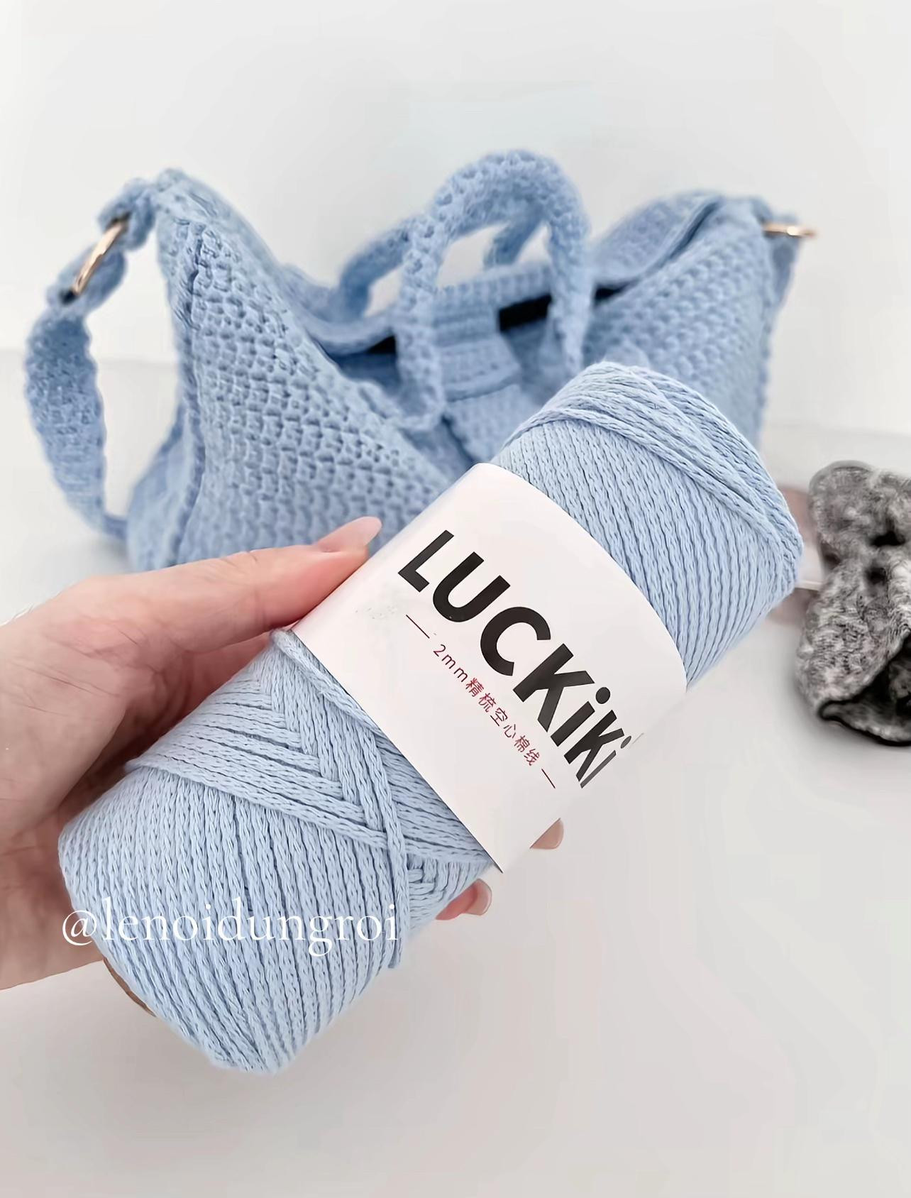 Crochet Pillow Bag Pattern - LUCKIKI Blue Cotton Yarn Chart