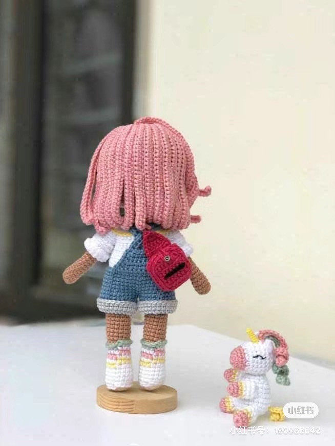 Crochet Pink Hair Girl Doll Amigurumi Pattern Chart