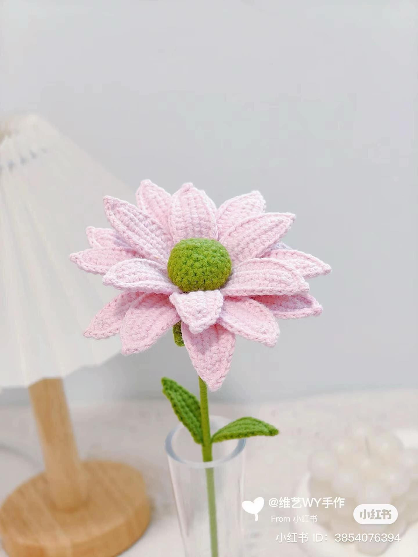 Crochet Pink Lily Flower Pattern Chart with Detailed Instructions