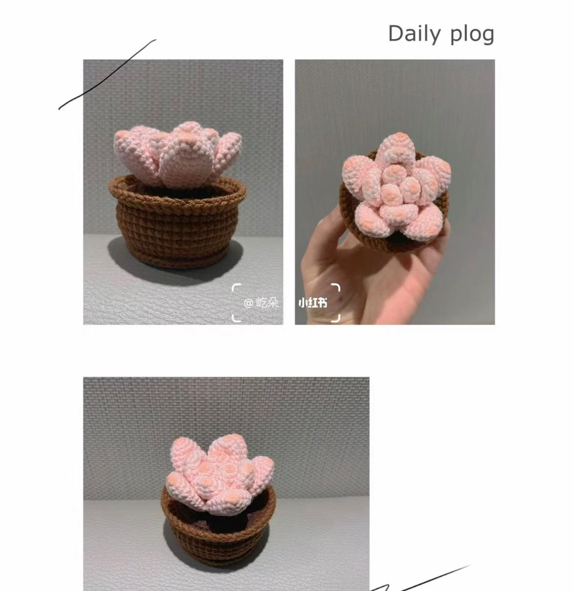 Crochet Pink Succulent Plant Pattern Chart