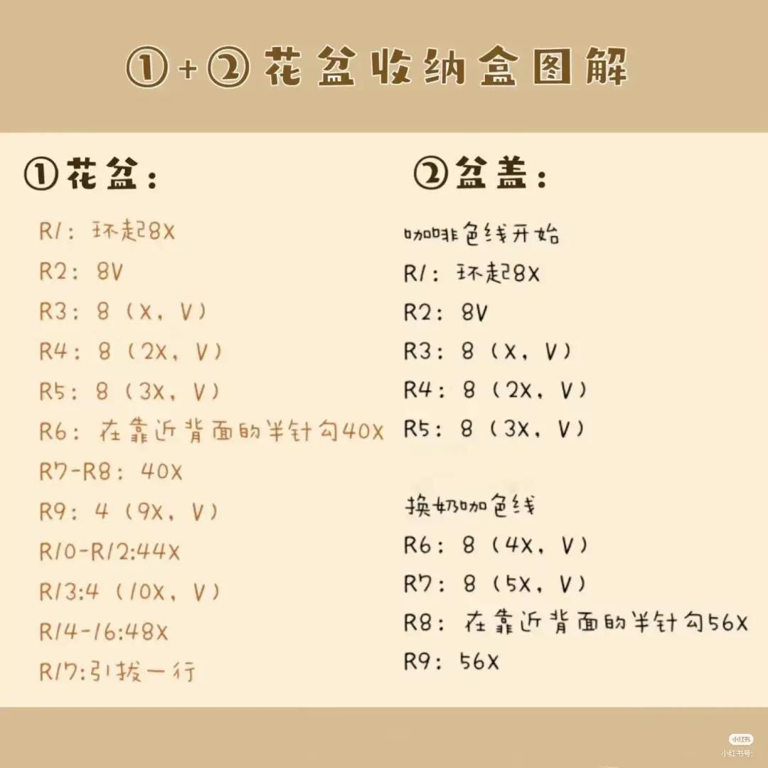 Crochet Pink Succulent Plant with Pot Pattern Chart