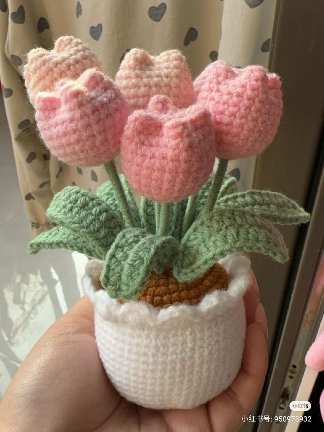 Crochet Pink Tulip Flower Pot Pattern Chart