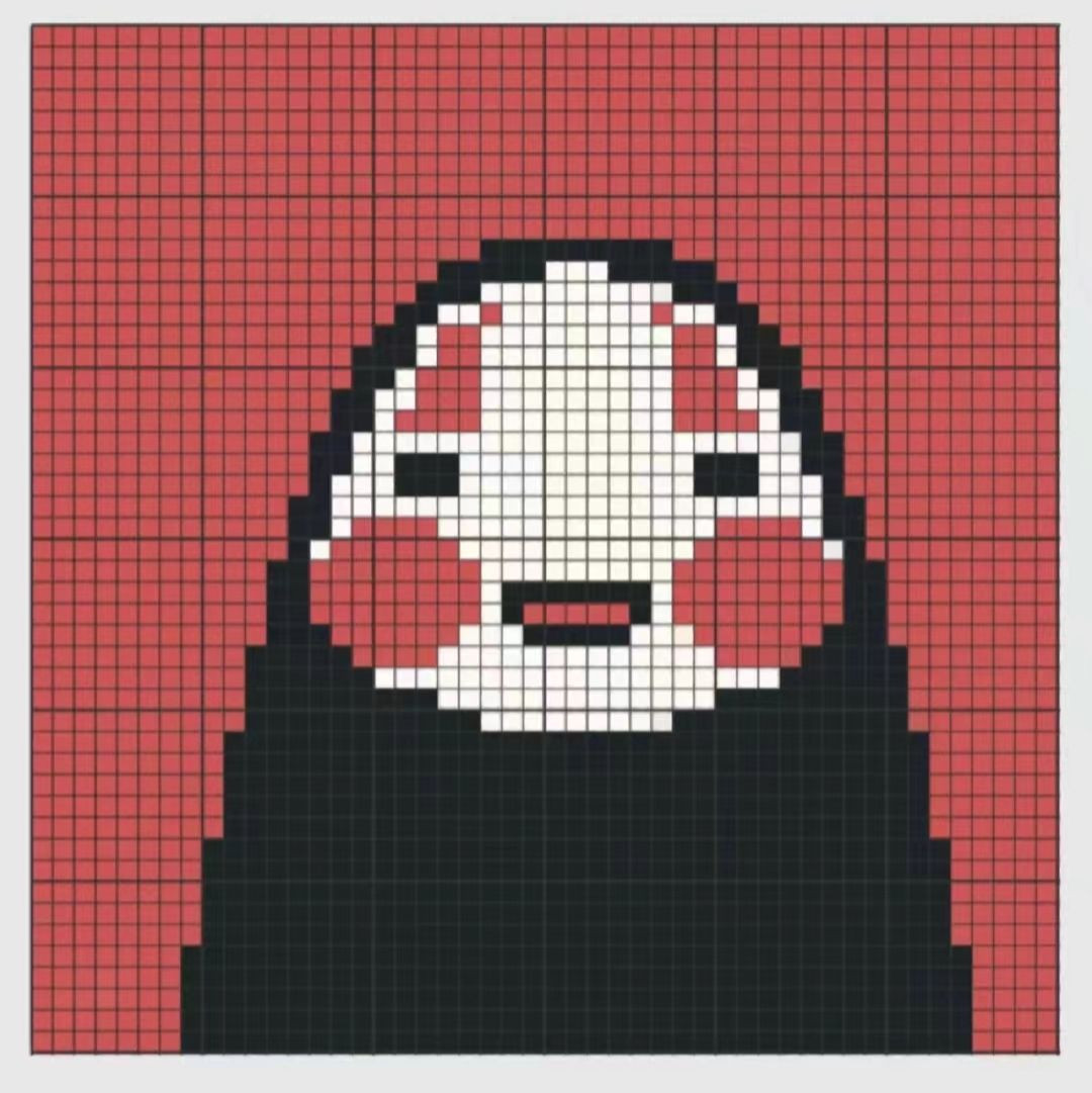 Crochet Pixel Chart Pattern: Cute Pink and Black Character Face for Tote Bag
