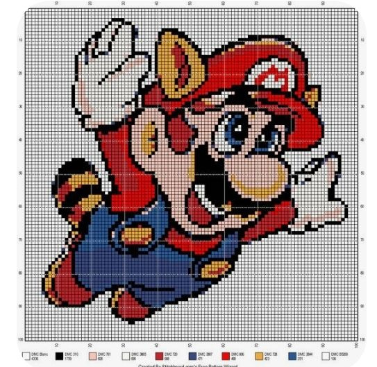 Crochet Pixel Charts for Minnie Mouse, Mickey Mouse, Mario, and Unicorn