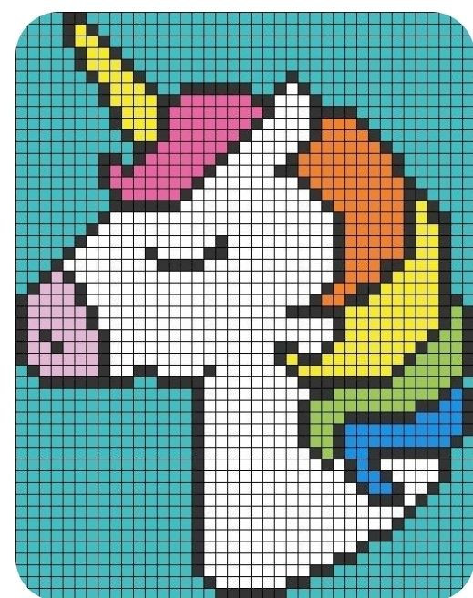 Crochet Pixel Charts for Minnie Mouse, Mickey Mouse, Mario, and Unicorn