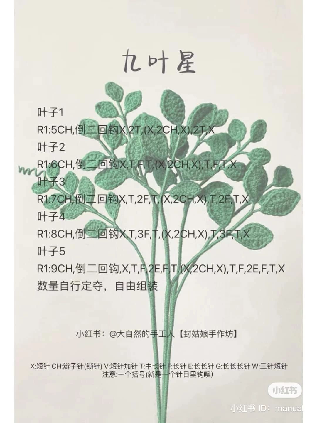 Crochet Plant Leaves Charts: Olive, Bamboo, Holly and More