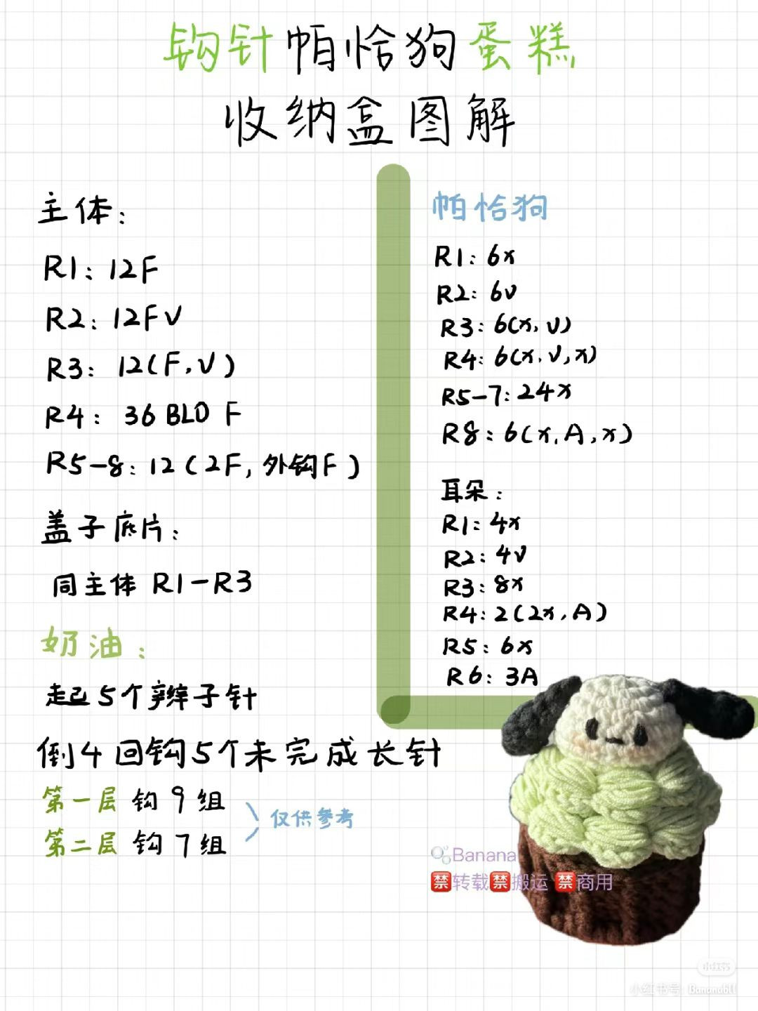 Crochet Pochacco and Cherry Cupcake Storage Box Patterns