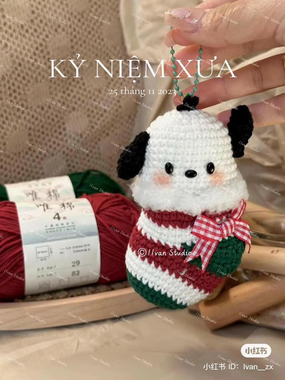 Crochet Pochacco Head and Christmas Stocking Pattern Chart