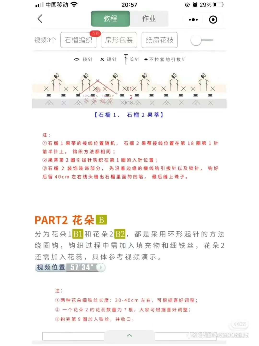 Crochet Pomegranate Flower Branch Chart and Tutorial